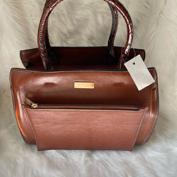 NWOT J Francis Brown satchel bag with crocs embossed print on sides & st… - Picture 6 of 16